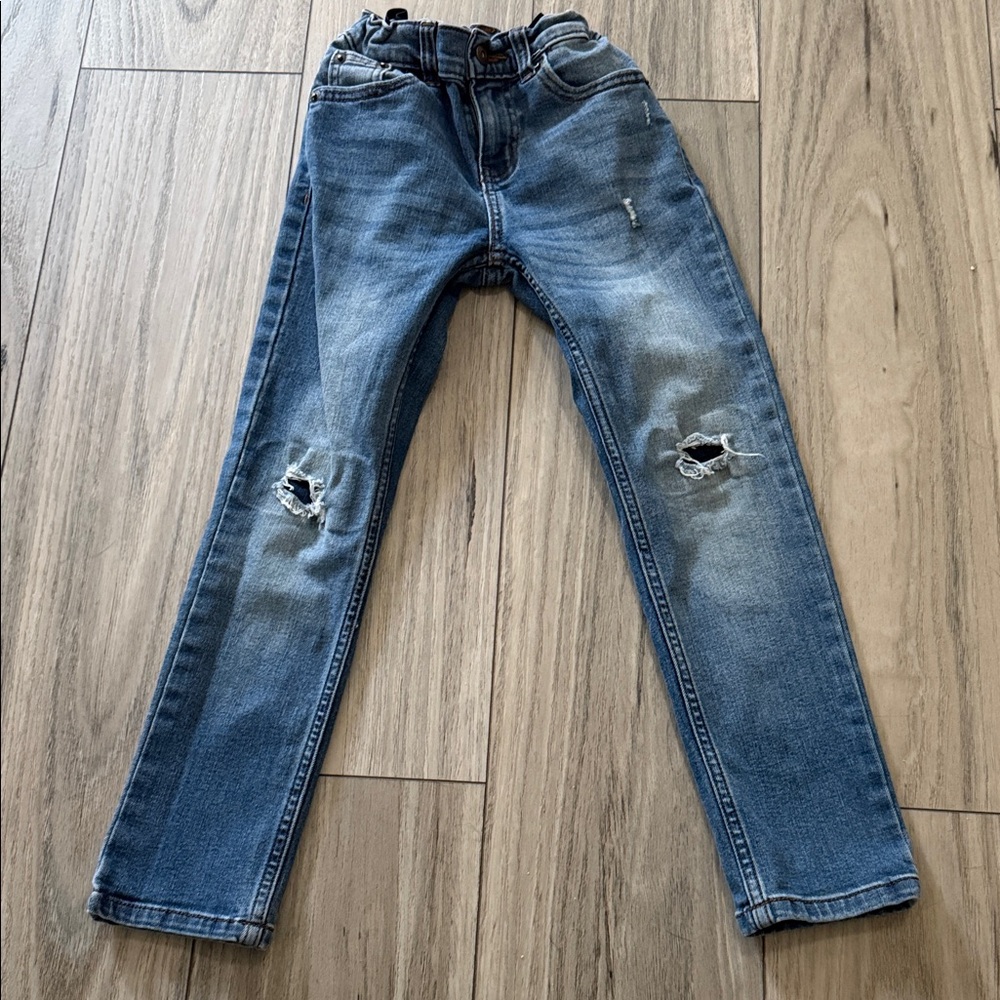 Wonder Nation Kids Distressed Blue Jeans size 7 Slim adjustable waist